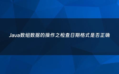 Java数组数据的操作之检查日期格式是否正确
