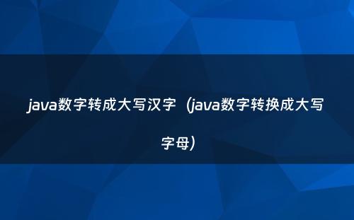 java数字转成大写汉字（java数字转换成大写字母）