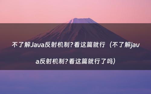 不了解Java反射机制?看这篇就行（不了解java反射机制?看这篇就行了吗）