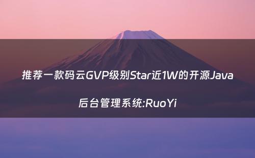 推荐一款码云GVP级别Star近1W的开源Java后台管理系统:RuoYi
