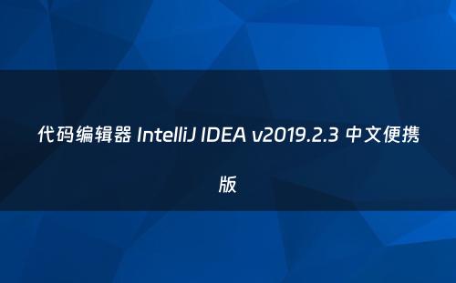 代码编辑器 IntelliJ IDEA v2019.2.3 中文便携版