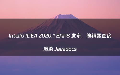 IntelliJ IDEA 2020.1 EAP8 发布，编辑器直接渲染 Javadocs