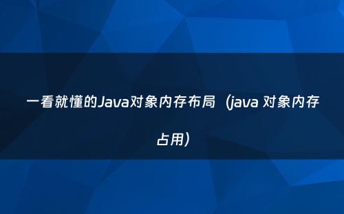 一看就懂的Java对象内存布局（java 对象内存占用）