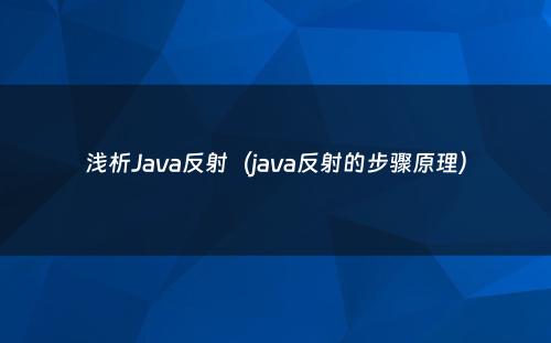 浅析Java反射（java反射的步骤原理）