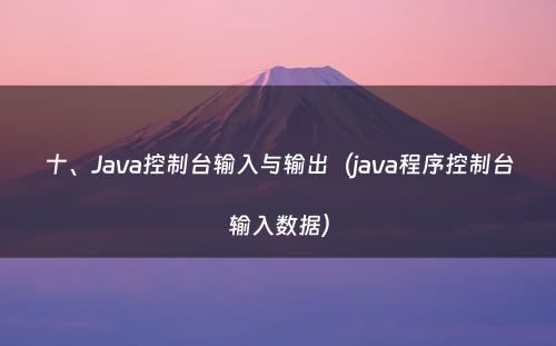十、Java控制台输入与输出（java程序控制台输入数据）