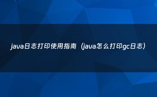 java日志打印使用指南（java怎么打印gc日志）