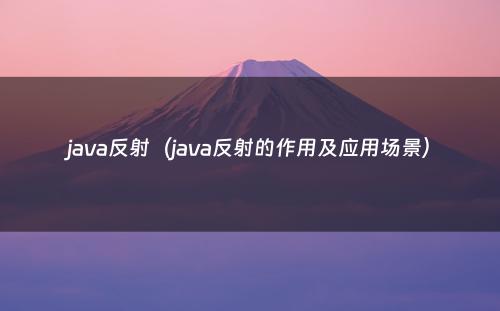 java反射（java反射的作用及应用场景）