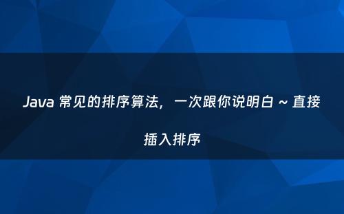 Java 常见的排序算法，一次跟你说明白 ~ 直接插入排序