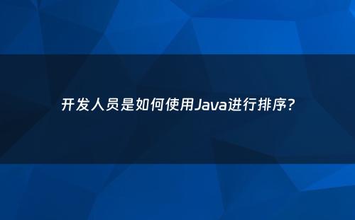 开发人员是如何使用Java进行排序?