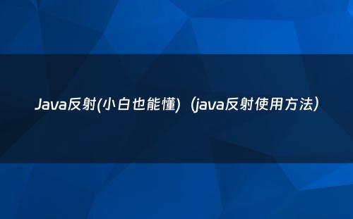 Java反射(小白也能懂)（java反射使用方法）