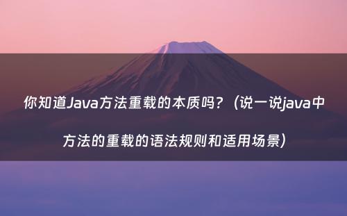 你知道Java方法重载的本质吗?（说一说java中方法的重载的语法规则和适用场景）