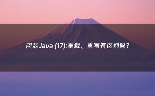 阿瑟Java (17):重载、重写有区别吗?