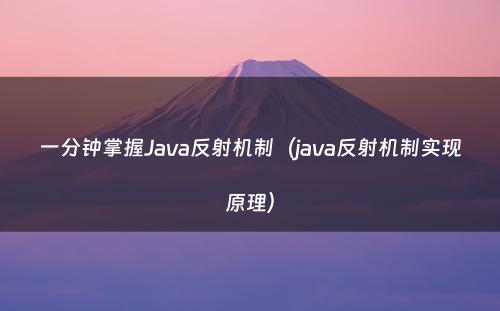一分钟掌握Java反射机制（java反射机制实现原理）