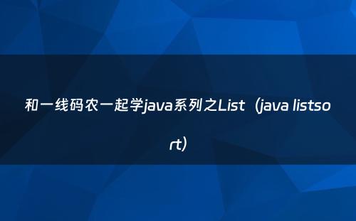 和一线码农一起学java系列之List（java listsort）