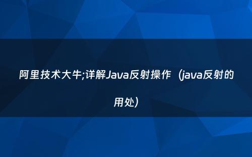 阿里技术大牛;详解Java反射操作（java反射的用处）