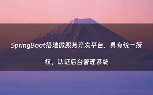 SpringBoot搭建微服务开发平台，具有统一授权、认证后台管理系统