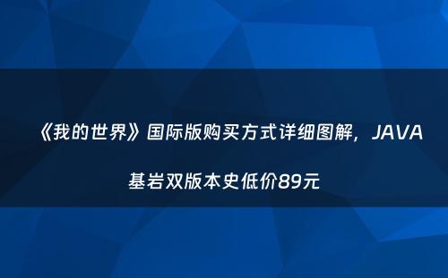 《我的世界》国际版购买方式详细图解，JAVA基岩双版本史低价89元