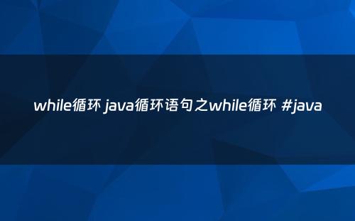 while循环 java循环语句之while循环 #java