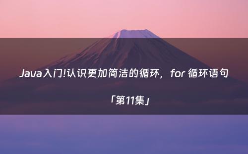 Java入门!认识更加简洁的循环，for 循环语句「第11集」