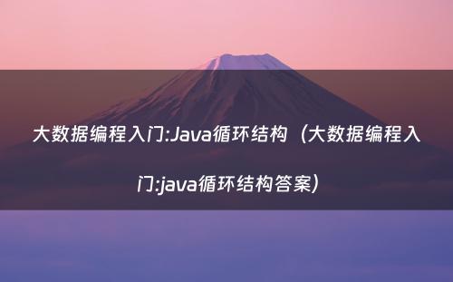 大数据编程入门:Java循环结构（大数据编程入门:java循环结构答案）