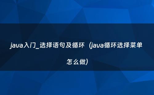 java入门_选择语句及循环（java循环选择菜单怎么做）