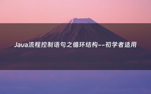 Java流程控制语句之循环结构--初学者适用