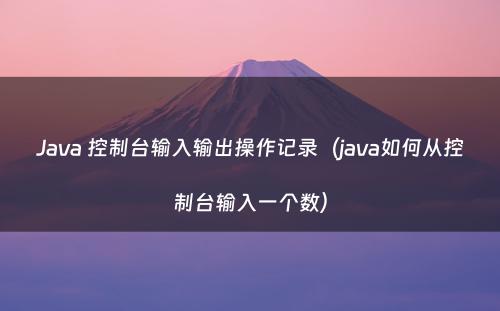Java 控制台输入输出操作记录（java如何从控制台输入一个数）