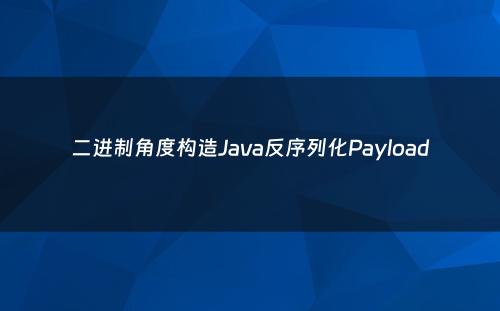 二进制角度构造Java反序列化Payload