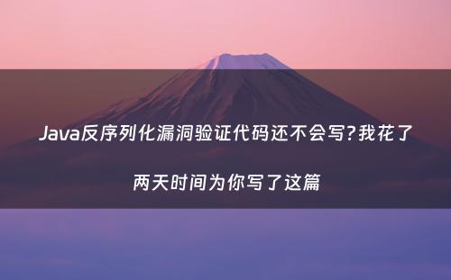 Java反序列化漏洞验证代码还不会写?我花了两天时间为你写了这篇