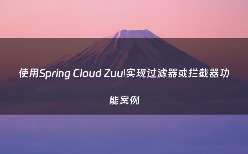 使用Spring Cloud Zuul实现过滤器或拦截器功能案例