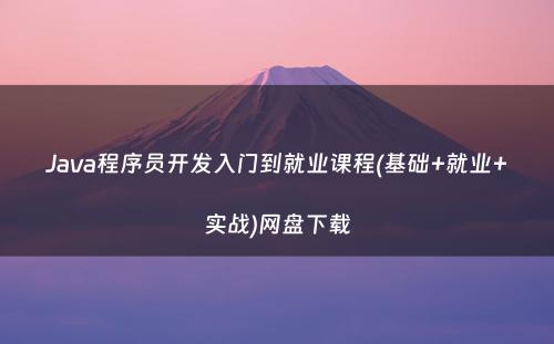 Java程序员开发入门到就业课程(基础+就业+实战)网盘下载