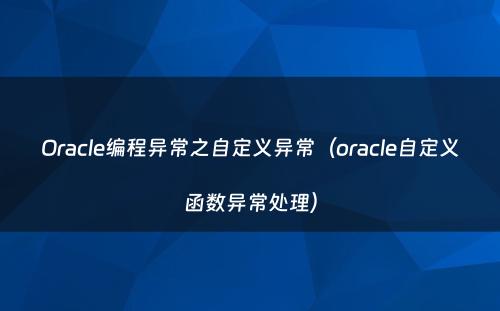 Oracle编程异常之自定义异常（oracle自定义函数异常处理）
