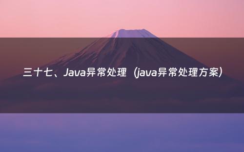 三十七、Java异常处理（java异常处理方案）