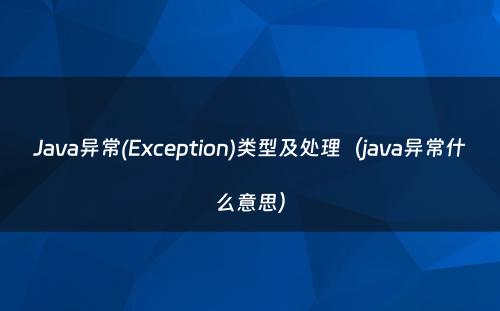 Java异常(Exception)类型及处理（java异常什么意思）