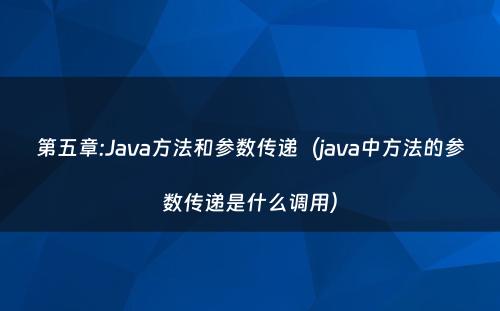 第五章:Java方法和参数传递（java中方法的参数传递是什么调用）