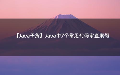 【Java干货】Java中7个常见代码审查案例