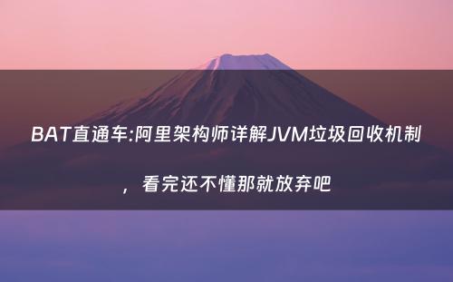 BAT直通车:阿里架构师详解JVM垃圾回收机制，看完还不懂那就放弃吧