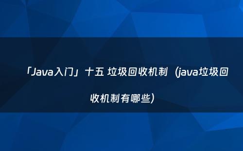 「Java入门」十五 垃圾回收机制（java垃圾回收机制有哪些）