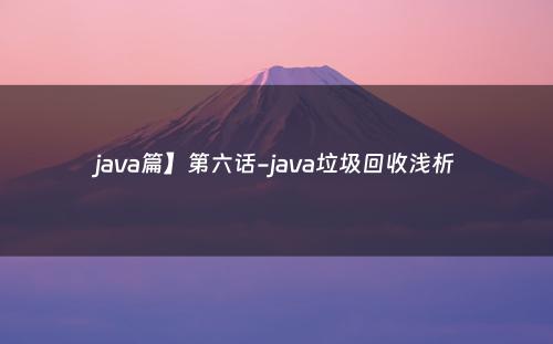 java篇】第六话-java垃圾回收浅析