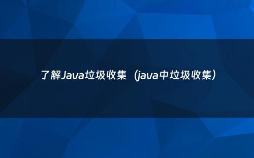 了解Java垃圾收集（java中垃圾收集）