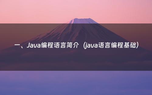 一、Java编程语言简介（java语言编程基础）