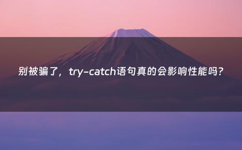 别被骗了，try-catch语句真的会影响性能吗?