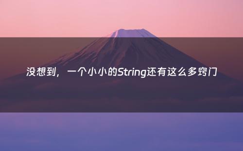 没想到，一个小小的String还有这么多窍门