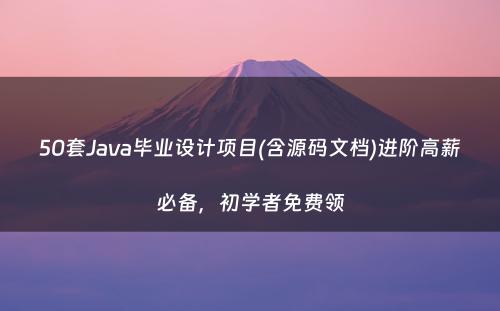50套Java毕业设计项目(含源码文档)进阶高薪必备，初学者免费领