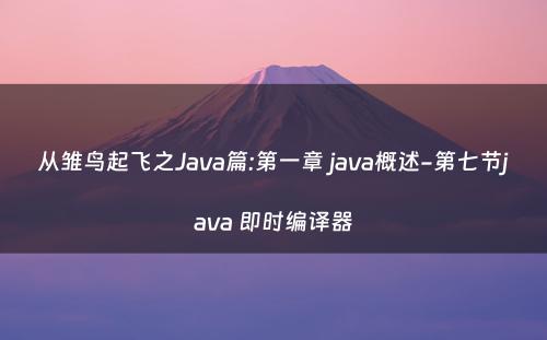 从雏鸟起飞之Java篇:第一章 java概述-第七节java 即时编译器
