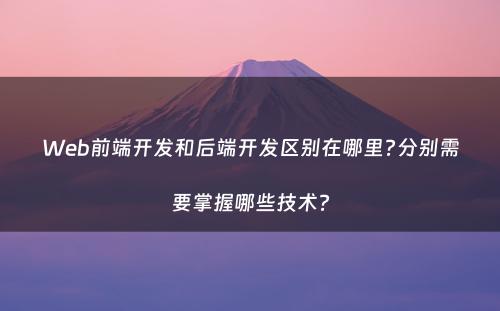 Web前端开发和后端开发区别在哪里?分别需要掌握哪些技术?