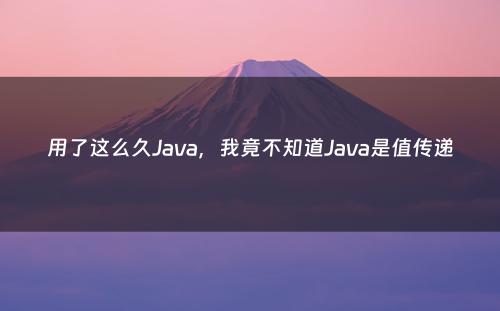 用了这么久Java，我竟不知道Java是值传递