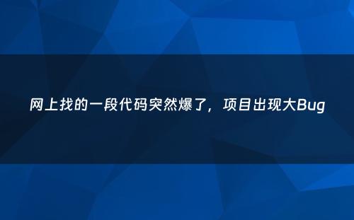 网上找的一段代码突然爆了，项目出现大Bug