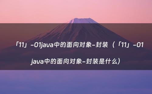 「11」-01java中的面向对象-封装（「11」-01java中的面向对象-封装是什么）