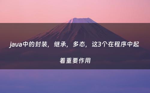 java中的封装，继承，多态，这3个在程序中起着重要作用